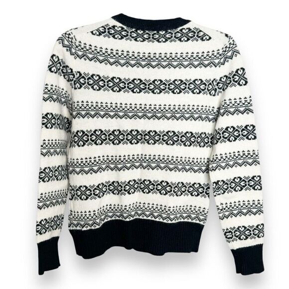 Brooks Brothers Women Black & White Crew Neck Fair Isle Lambswool Sweater Size S - Picture 5 of 5